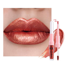 Kaely front packaging showing dual-ended metallic lipstick benefit: travel convenience