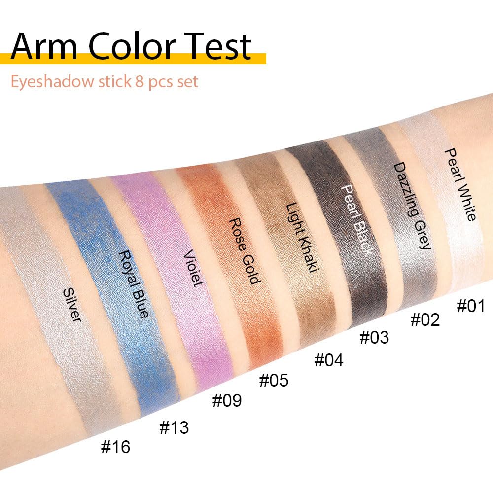 Kaely swatched shade on eyelid demonstrating blendable shimmer and long-wear finish