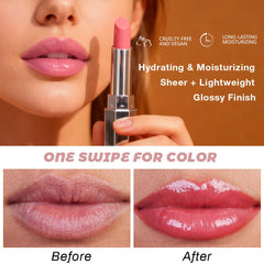 Kaely swatch on fair skin showing sheer honey tint and natural shine
