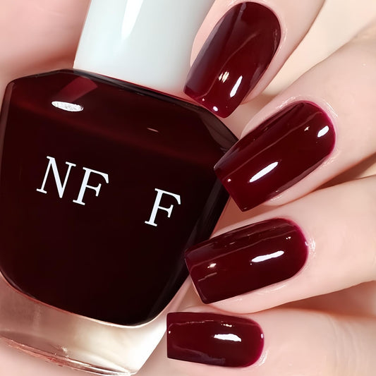 KAHSOSE front bottle showing rich dark red shade and glossy finish benefit