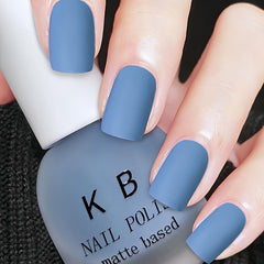 KAHSOSE front bottle showing dusty blue matte shade and clean labeling, for easy selection