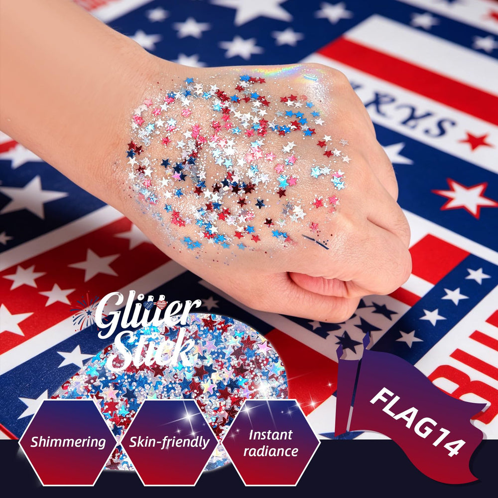KAICOERLY cheek application with patriotic stripe adding bold photo-ready shine