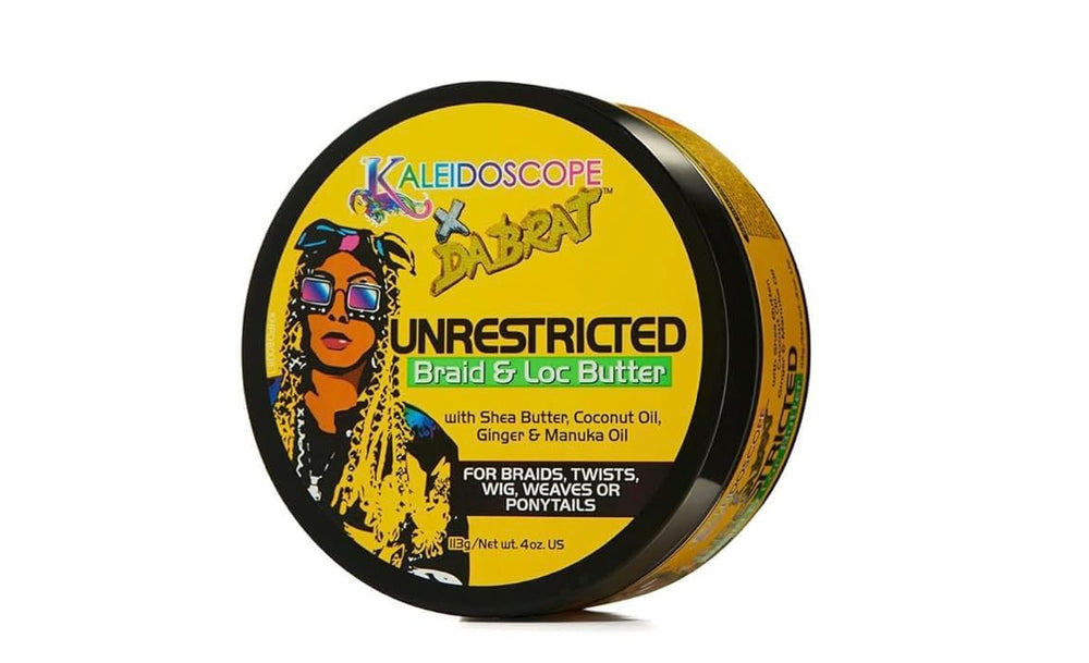 Kaleidoscope Hair Products jar front view showing branding and 4 oz size with clear labeling