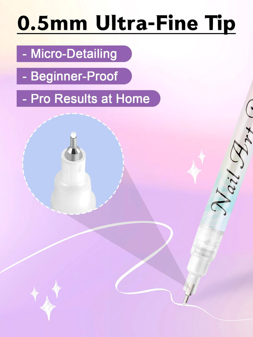 Kalolary close-up of 0.5mm tip showing fine precision for detailed designs