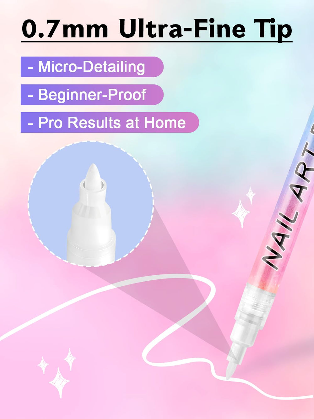 kalolary close-up of 0.7mm tip for precise lines and tiny dots