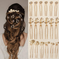 KALOLIA front view of gold hair pins showcasing set and packaging benefit styling ease