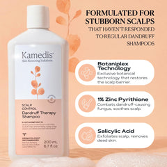 KAMEDIS pump dispensing shampoo showing creamy texture and easy application