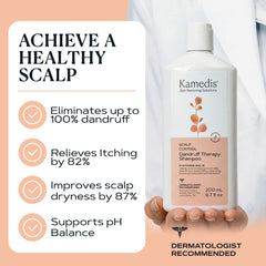 KAMEDIS bottle held in hand showing 6.7 fl oz scale and travel-friendly size