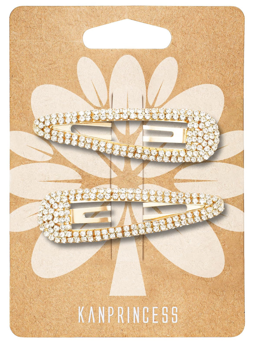 KANPRINCESS front view gold rhinestone clip showing elegance and secure hold