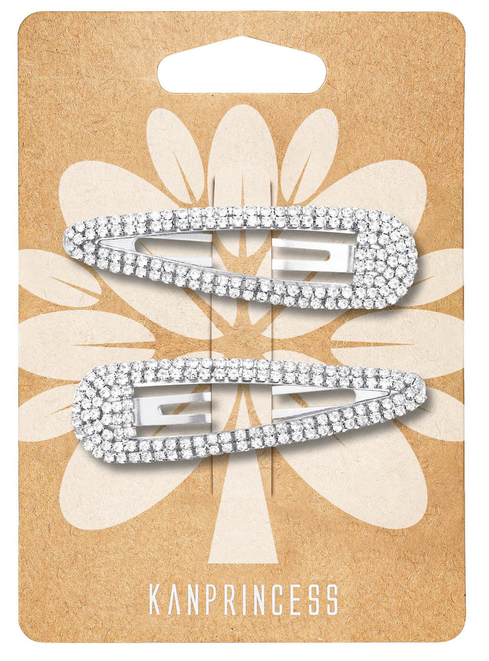 KANPRINCESS front view silver rhinestone hair clips, elegant sparkle