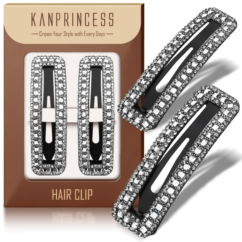 KANPRINCESS front view packaging showing two sparkly barrettes and gift-ready box