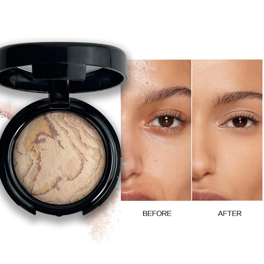 K'APEINE powder swatch on arm displaying color-correcting, natural-looking benefit