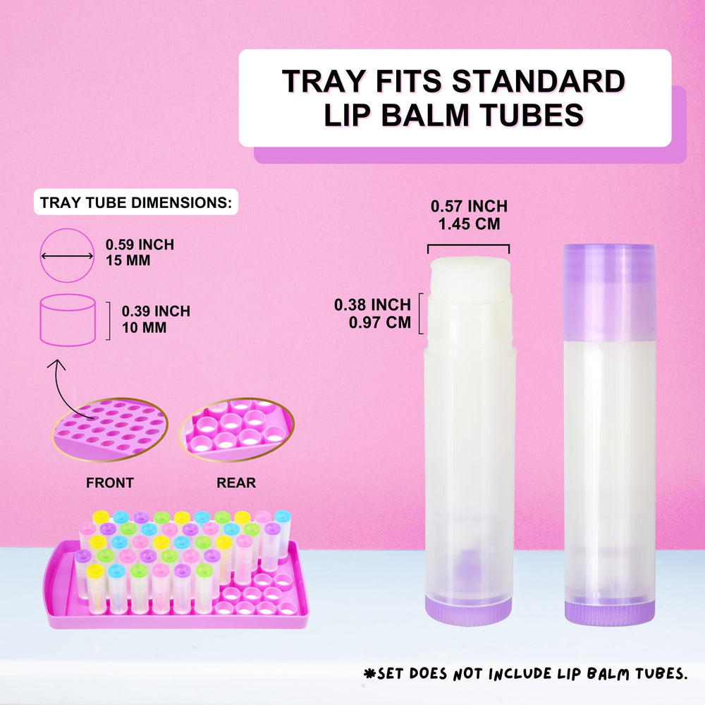 Kare & Kind tray next to a 15mm lip balm tube showing scale and correct tube compatibility