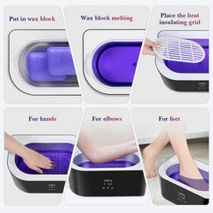 KARITE melted paraffin wax in warmer indicating smooth, even heat for treatments