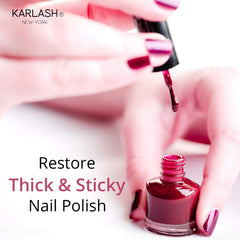 Karlash thinner in salon use with technician restoring polish consistency for faster application