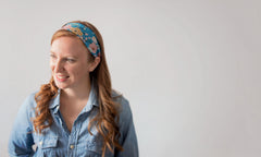 Karma Bee headband worn outdoors showing secure fit and versatile style