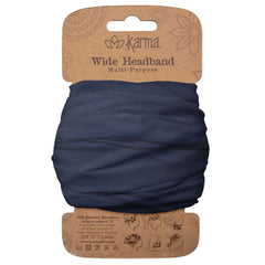 Karma navy headband front view shows clean design and no-slip fit