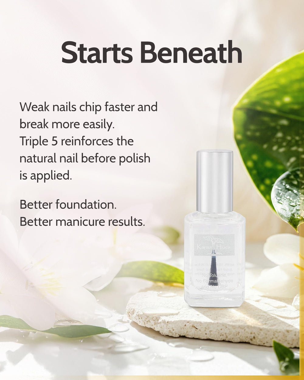 karma organic application on natural nails showing easy, lightweight coverage