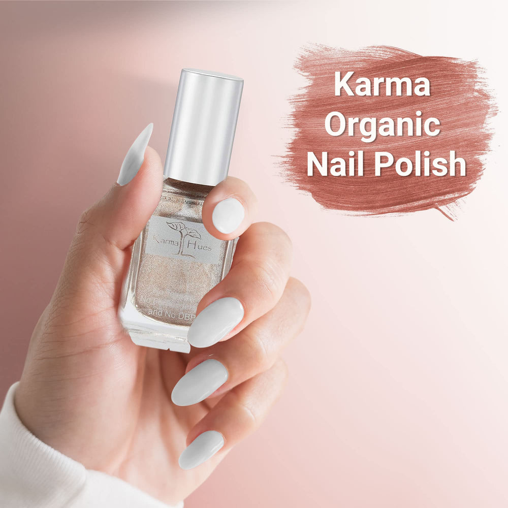 Karma Organic brush stroke of Champagne Toast showing smooth, fast-drying coverage