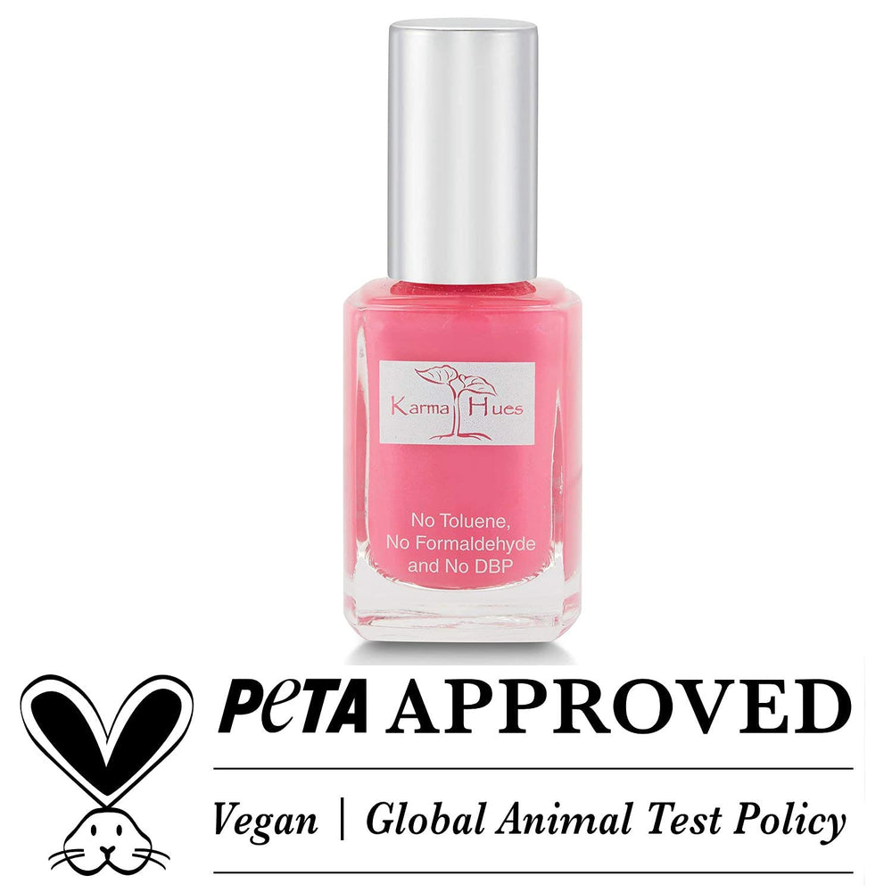 karma organic swatch on nails demonstrating true color payoff and smooth finish