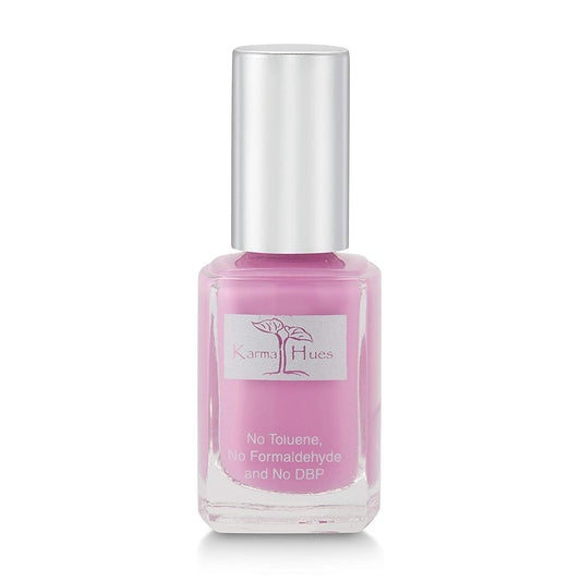 karma organic front packaging showing Lala Lilac color and glass bottle benefit visible branding