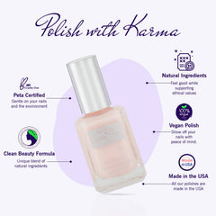Karma Organic applied on fingernails demonstrating glossy, chip-resistant finish