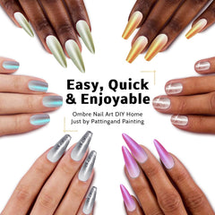 Karroy color swatches closeup showing pearl and holographic shades for vivid, blendable finishes