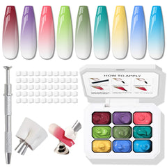 Karroy front packaging showing nine-color gel set and clear benefits