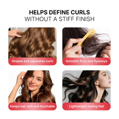 Karseell product in hand being applied to damp hair for defined curls