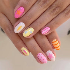 KASOICRA front packaging showing full 24-piece summer nail set and benefits