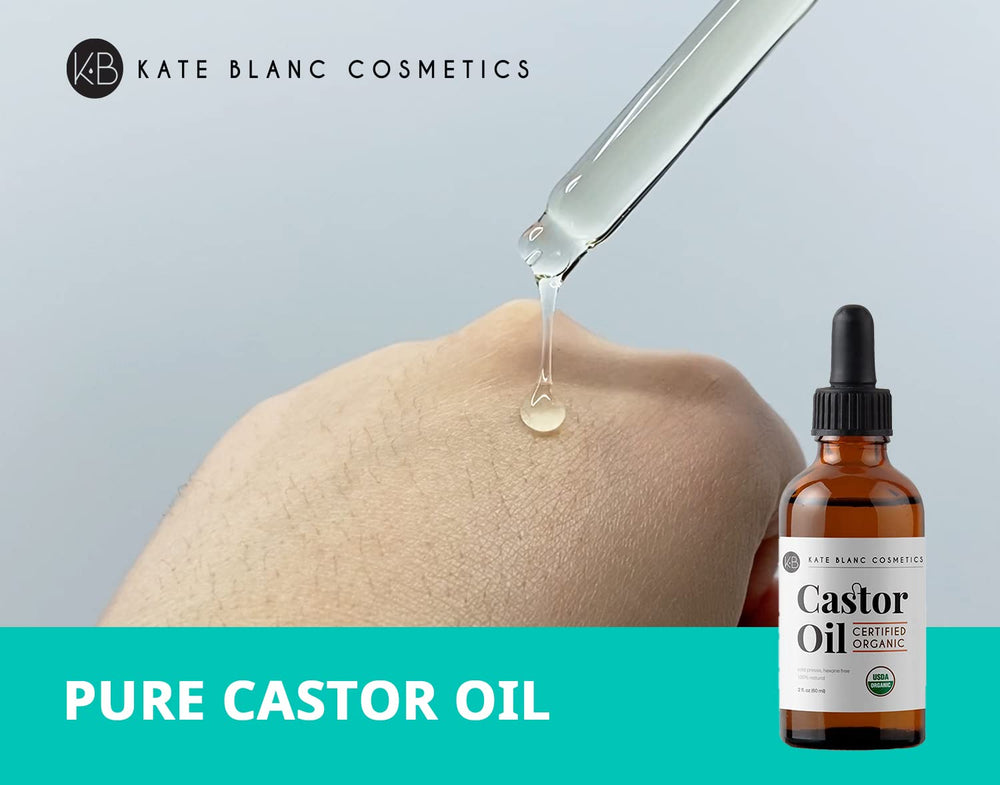 Kate Blanc Cosmetics ingredient label close-up showing organic, cold-pressed claims