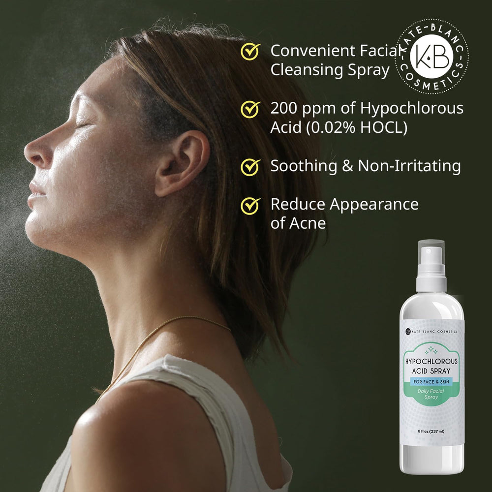 Kate Blanc Cosmetics sprayer close-up demonstrating fine mist and easy application