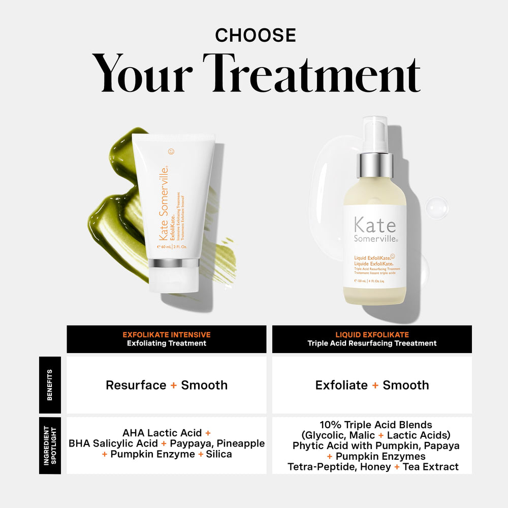Kate Somerville before and after texture comparison illustrating smoother skin benefit