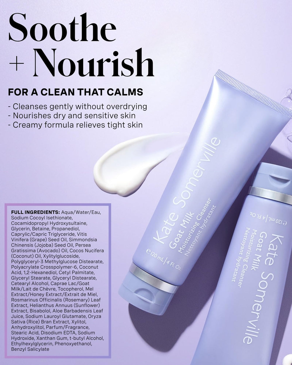 Kate Somerville creamy cleanser texture close-up showing nourishing feel