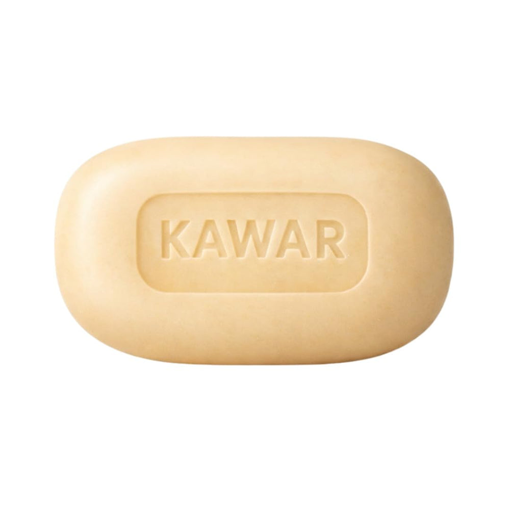 KAWAR olive oil dropper beside bar conveying nourishment and moisturizing benefit
