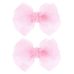 KCHIES pink bows front view showing double tulle design and boutique finish for styling