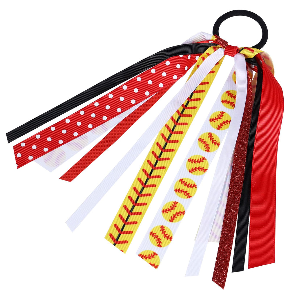 KCHIES front view of softball ribbon pony holder showing team flair and secure fit