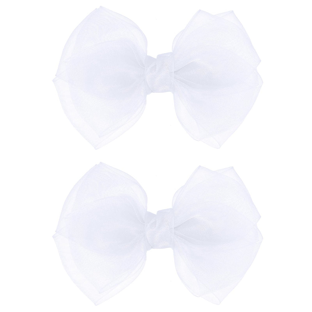 KCHIES front view of white mesh bows showing elegant finish and ready-to-wear benefit