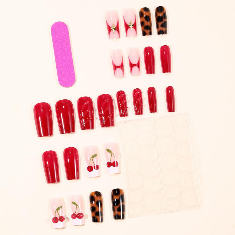 Kcjckcdd hands applying press-on with jelly sticker for quick secure at-home use