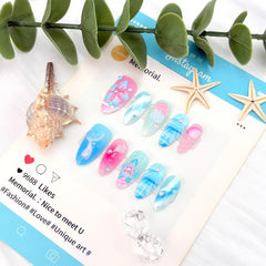 KEHKFSEF nails worn at beach lifestyle showing seasonal style benefit