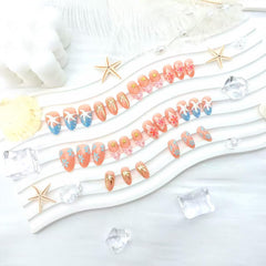 KEHKFSEF nails beside ruler to show medium almond size and accurate fit