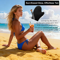 KELILO mitt applying self-tanner to leg for streak-free coverage benefit
