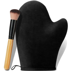 KELILO mitt and brush front view showing complete applicator kit for neat tanning