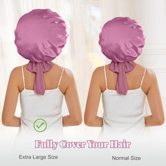 KEPUWAY bonnet on model with braids showing style protection while sleeping