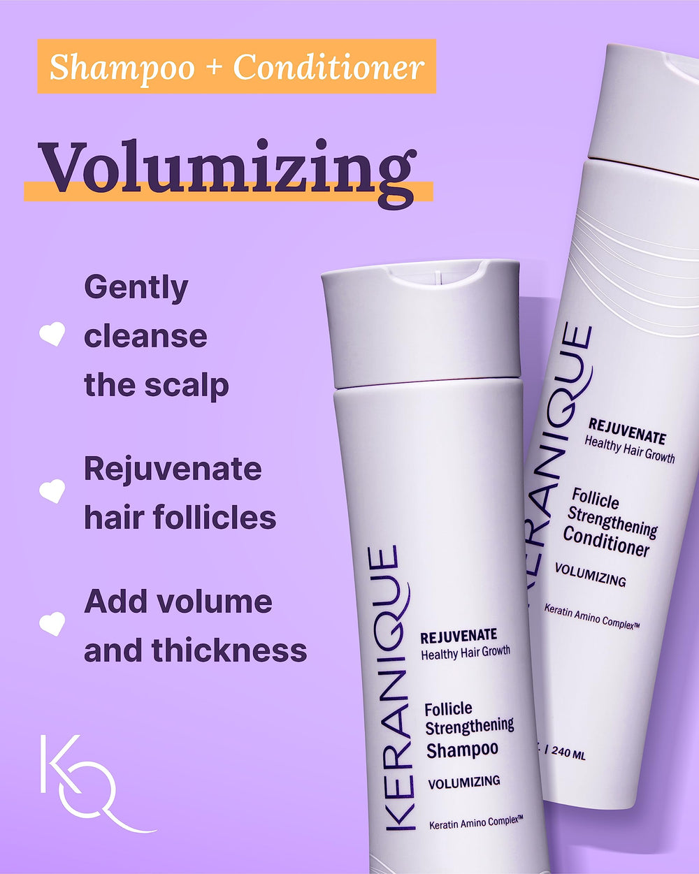 Keranique conditioner bottle detail emphasizing lightweight conditioning