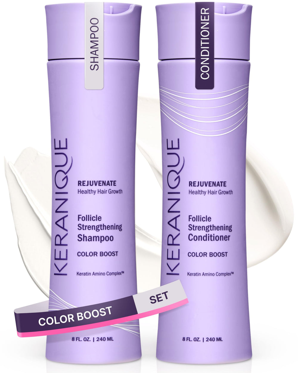Keranique front packaging duo showing both bottles and benefits