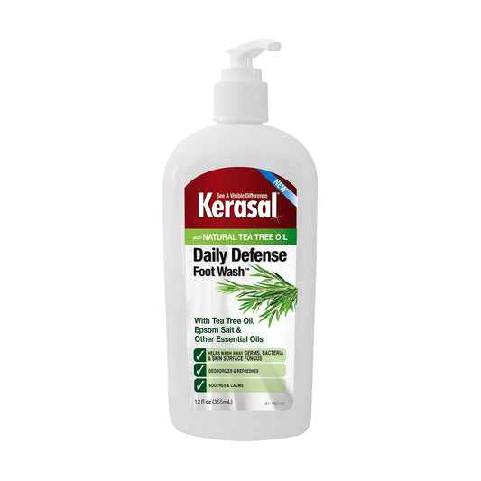Kerasal front pump bottle showing label and easy dispensing benefit
