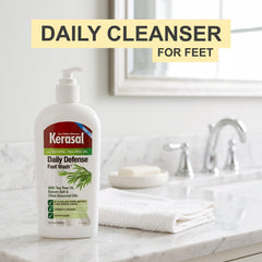Kerasal pouring wash texture close-up demonstrating gentle cleansing benefit