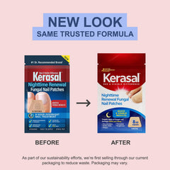 Kerasal opened pack with individual patches visible for hygienic single-use