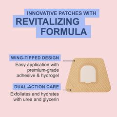 Kerasal patches beside fingers for clear size and scale reference